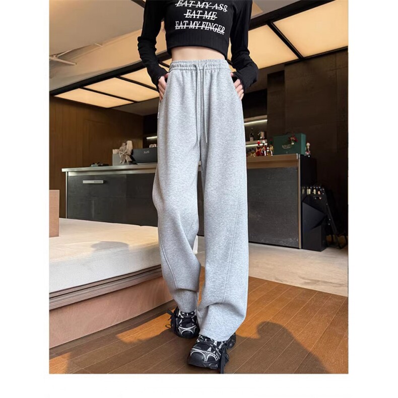 AK2194-P40春秋款垂感直筒休闲窄版阔腿运动卫裤,女装休闲裤,星座617A-2