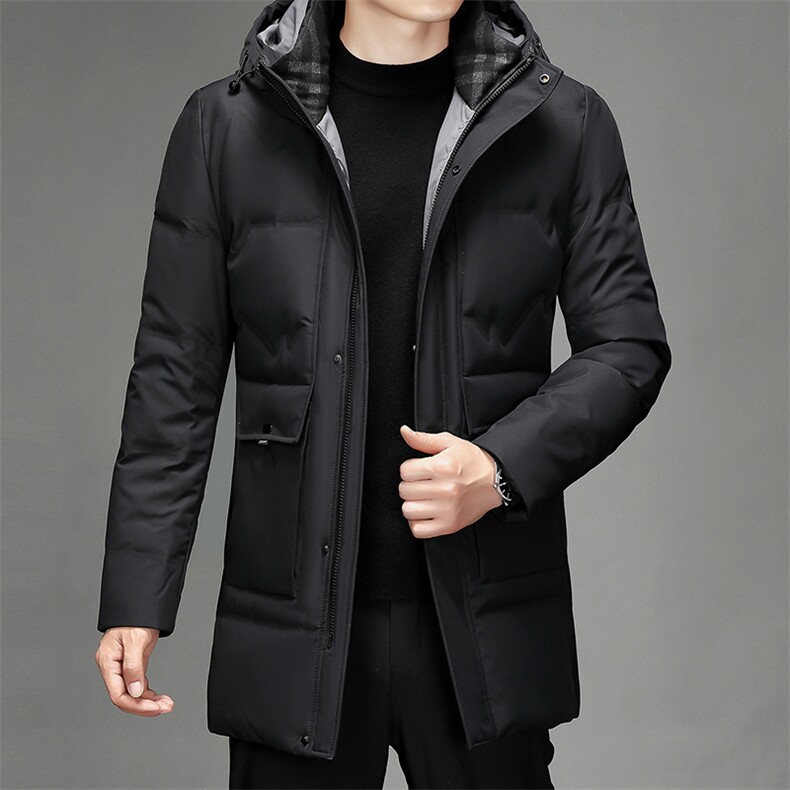2023冬季90白鸭绒休闲中长款羽绒服男士连帽大衣男装SJ78236-P320,男装羽绒服,电商B212（原钱塘6029）