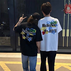 万针全刺绣工艺抖音得物高品质260克重磅纯棉双纱美式高街短袖T恤，男装T恤，电商A486