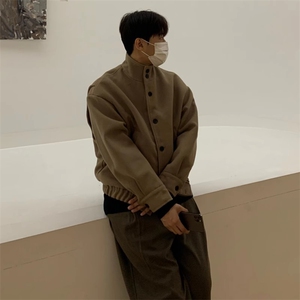 高级感立领毛呢外套男美式复古短款工装行政夹克潮牌飞行员棒球服图片