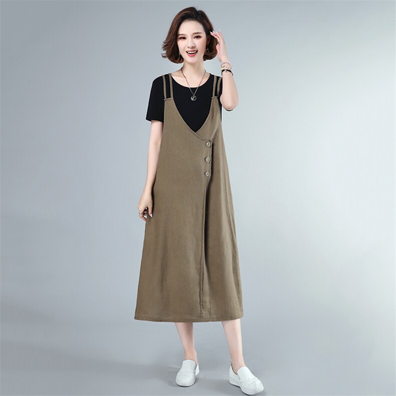 2021年夏季新款短袖T恤女+背带裙子套装女休闲气质两件套装裙图片