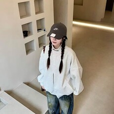 高级设计感米白色毛呢外套女春秋新款韩版小个子宽松显瘦短款上衣，女装短外套，星座506A