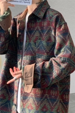8XL-M复古大码民族风衬衫男款春季加厚粗呢藏式外套CS29001P68，男装民族服装，电商B312