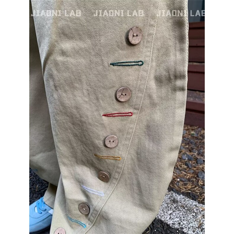 欧美高街vibe裤子男小众设计感美式黄泥染牛仔裤刺绣微喇直筒裤潮,男装牛仔裤,星座506A