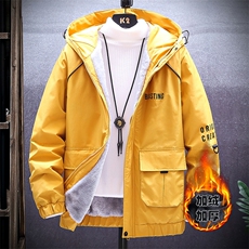 秋冬新款棉服男加绒加厚夹克风衣保暖外套工装棉衣黑色862加绒，男装夹克，星座1207