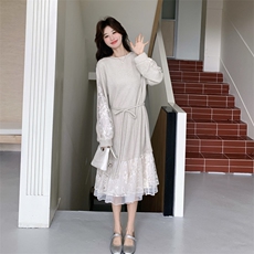 26春新款现-法式甜系拼接设计绝美连衣长裙2615-P180K288，女装连衣裙，2B190