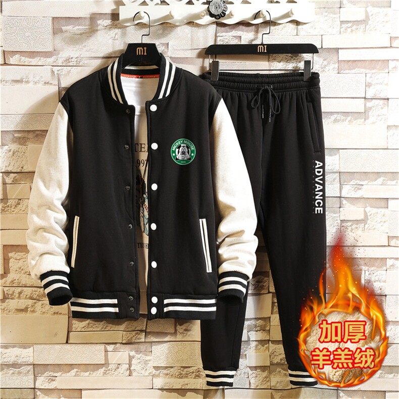 冬季新款加绒加厚棒球服外套套装XZ102A-4-552-P115,男装休闲套装,星座211-2