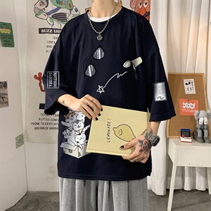Q11115-P30 春夏季七分袖t恤男大码五分袖男短袖中袖图片