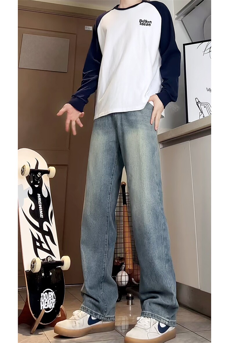 A178秋冬季新款美式休闲牛仔裤男直筒宽松9301P55限价68,男装牛仔裤,电商A178