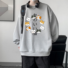 华夫格卫衣圆领卫衣男大码长袖t恤男外套HW76215-P30加绒款-P40，男装卫衣，电商A040