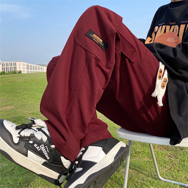 Q2160-TP55控价78早秋新品口袋贴标直筒休闲长裤宽松百搭裤子男图片
