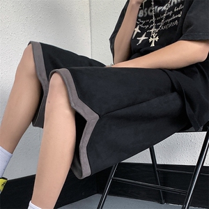 B239-1501-P38 控价59 麂皮绒休闲短裤男 美式撞色抽绳五分裤子图片