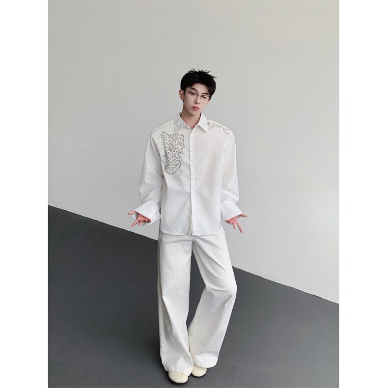 已安排25设计感华丽水钻男士奢华重工长袖衬衫cs195-p128,男装衬衫,电商B288