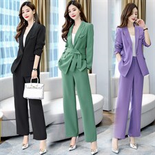 2021春季时尚纯色西装潮流休闲简约女款时尚套装，女装套装/套裙，韩宇舍