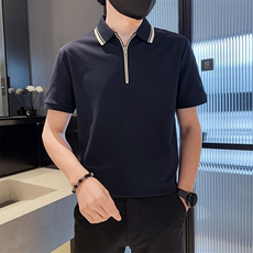 2025夏季新款高品质短袖T恤翻领Polo衫撞色领半袖2257-特P48，男装T恤，电商D342