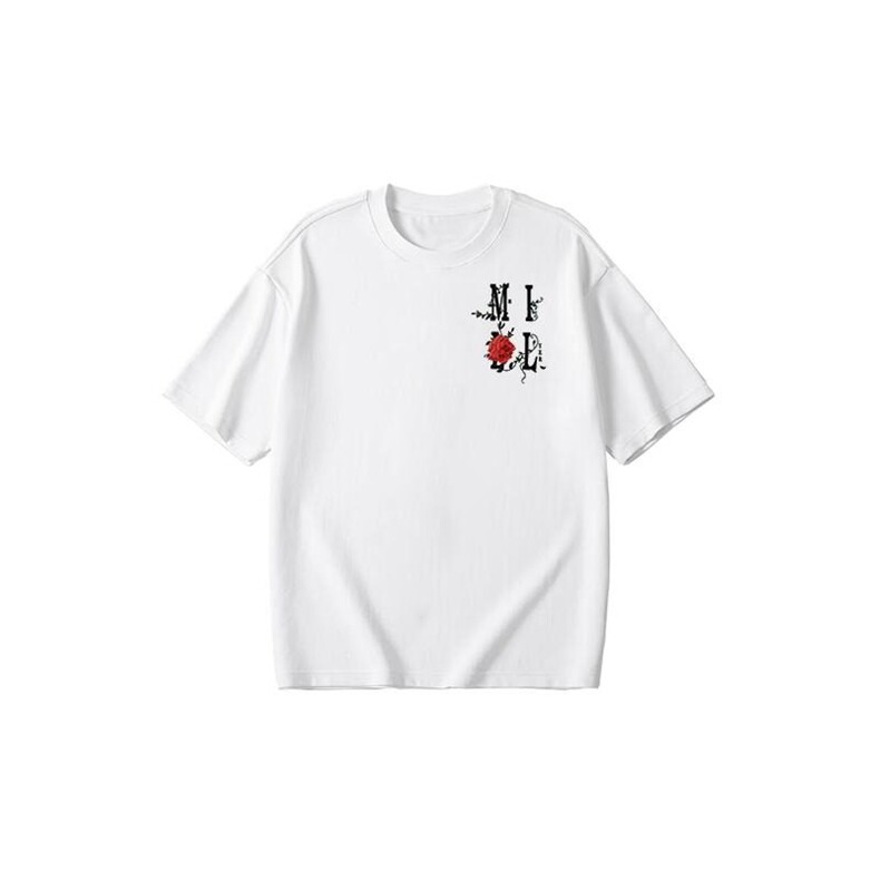 高品质纯棉短袖-宽松落肩款-白墨印花尺码:M-3XL,男装T恤,星座506A