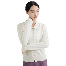 2024秋季新款单排扣翻领长袖开衫休闲百搭羊绒，女装羊绒衫，恒爱羊绒