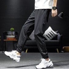 冰丝阔腿裤男宽松哈伦裤束脚九分休闲裤子男士运动裤夏季薄款速干，男装休闲裤，星座1712
