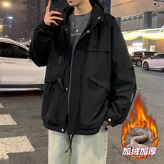 加绒加厚夹克外套男冲锋衣男士休闲工装轻户外JK136-P88加绒P98，男装夹克，星座308B-2