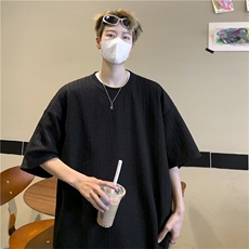 男士短袖t恤夏装冰丝垂感五分袖潮牌宽松休闲体恤1001-1TX563-P26，男装T恤，星座1001-1
