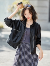 【秋季新款】大量现货欧美复古短款皮衣外套P-115，女装皮衣，简古