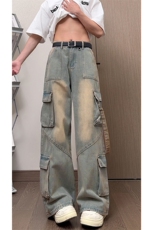 大口袋装饰美式复古街头牛仔裤多口袋设实用百搭时尚长裤K666TP65，男装牛仔裤，电商A102B