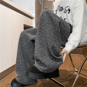 冬季新款美式豹纹设计宽松直筒重磅休闲裤B315-K25894-特p42控78图片