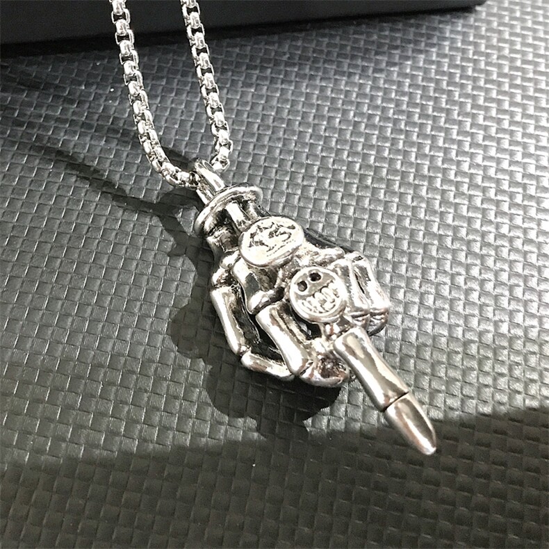 G1840欧美手指吊坠个性项链创意男士钛钢吊坠T恤链毛衣链配饰，项链，星座510A-2