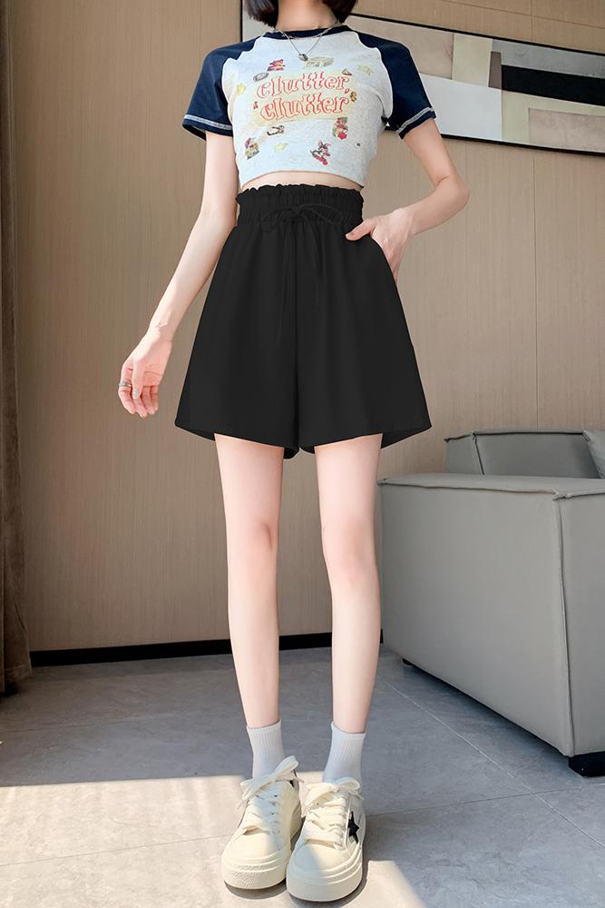 2024新款棉麻短裤女夏季宽松高腰阔腿韩版运动亚麻五分休闲裤,女装短裤/热裤,梦白服饰厂
