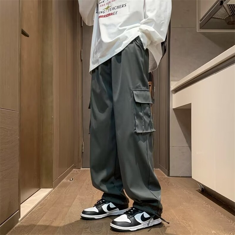 冬潮牌大口袋束脚宽松休闲工装裤男美式高街阔腿长裤子K4648-P38,男装休闲裤,星座412-3