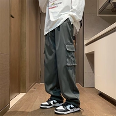 冬潮牌大口袋束脚宽松休闲工装裤男美式高街阔腿长裤子K4648-P38，男装休闲裤，星座412-3