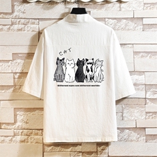 HF59100-P40风汉服男开衫外套七分袖道袍砖墙挂拍，男装民族服装，电商A040A