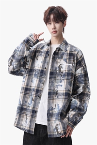 衬衫男春季新款港风宽松大码扎染长袖衬衣CS3098-特P30图片