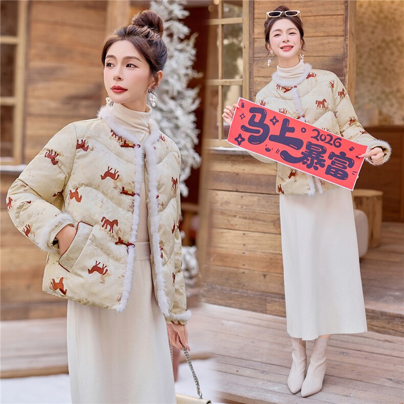 现货2025冬装新款羽绒服拼接真水貂毛小个子百搭时尚百搭新年战袍,女装羽绒服,唯婧