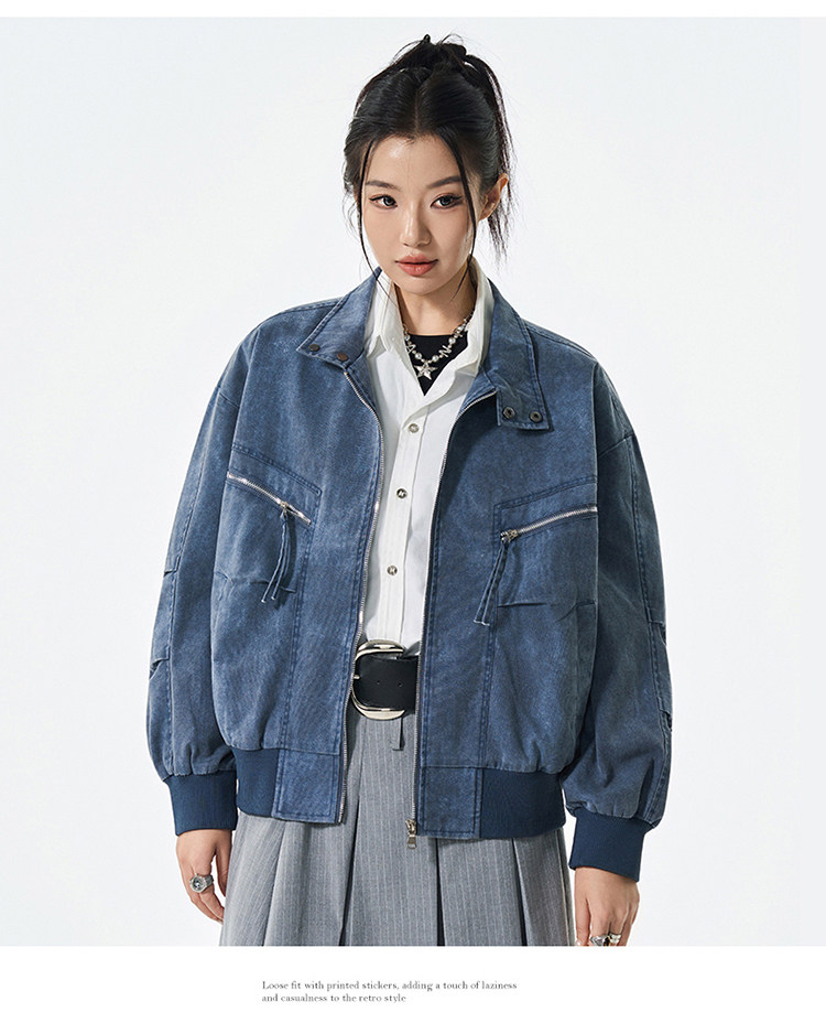 男女潮牌水洗棉仿牛仔面料大口袋夹克休闲外套A406JK5616P99,男装工装外套,星座309（原A406）