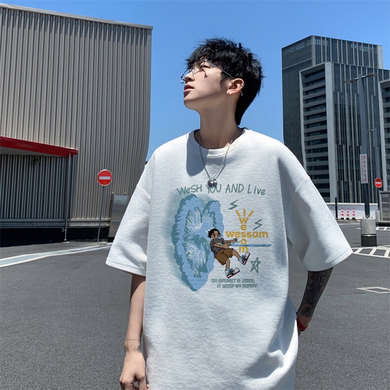 量大优！供视频！港风华夫格短袖T恤半袖男HT242-特P18,男装T恤,电商B367