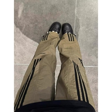 07qwer咖啡色条纹裤子男夏季薄款美式速干工装裤三条杠直筒运动裤，男装休闲裤，星座603-2