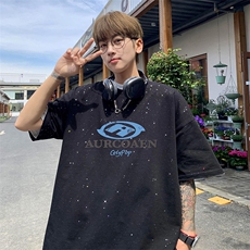 量大优供抖音视频支持得物配合二开美式满天星亮片短袖T恤MTX359，男装T恤，电商A486