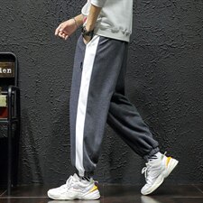 2021秋季瓷砖风日系大码男束脚九分休闲条纹运动卫裤K2065-P38，男装休闲裤，电商A001