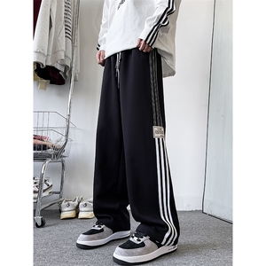 K127/P50春装新款现货卫裤休闲裤男大码宽松个性织带运动裤男裤子图片