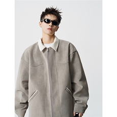 1可二开巴恩风撞色翻领M-5XL大码皮衣夹克无影墙JK78110P85控138，男装皮衣，星座227-7