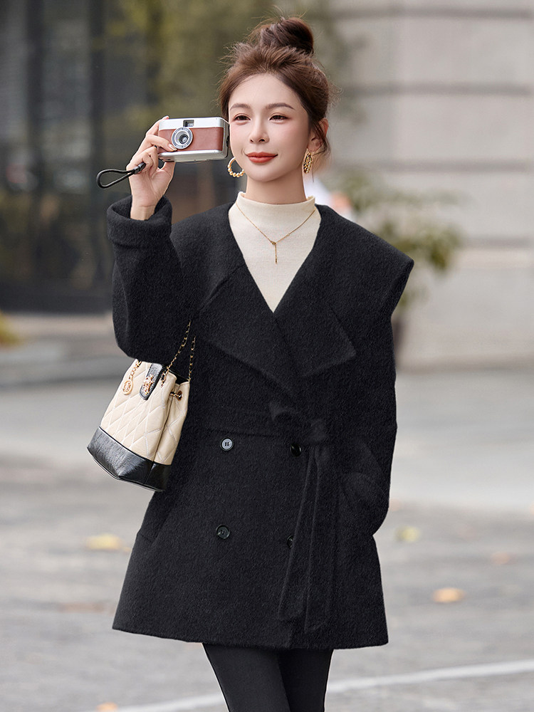 双面羊毛大衣女高级感时尚减龄今年流行毛呢外套2025年冬季,女装双面呢大衣,琦鑫阁（原依鑫阁）
