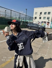 JC0679-P42网图秋季时尚卫衣设计感宽松休闲显瘦V领长袖套头上衣，男装卫衣，电商C233