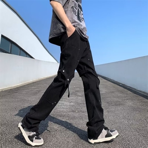 原宿男潮流青春流行潮长裤牛仔裤直脚水洗宽松直筒N121P42图片