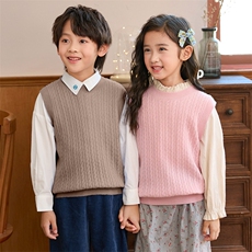 秋冬新款儿童羊毛马甲舒适时尚百搭圆领设计柔软保暖适合男女童，童装马甲，伊绒腾羊绒