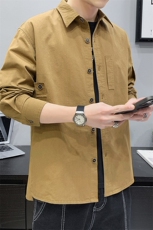 胖胖哥简约纯棉长袖衬衫男秋季休闲百搭纯色宽松大码衬衣潮流上衣，男装衬衫，电商B306