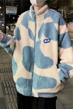 秋冬羊羔毛衣ins韩版情侣服港风宽松立领袄外套W1889-P53，男装棉衣，星座512-4