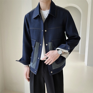 秋冬2023轻熟抖音小伙休闲牛仔拼色夹克店主风A236-JK5028-P130图片