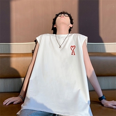 美式涂鸦直播抖音得物品质纯棉250克无袖背心T恤T2538P25控39，男装背心/马甲，电商C408-1(原B339-1)