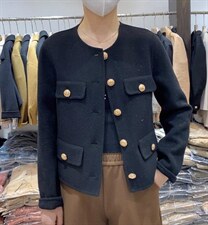 2021秋冬时尚韩版修身宽松显瘦小香风百分百羊毛双面呢外套，其它，L·H·X